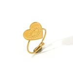 Gold color / One size / 1 Piece Simple Style Heart Devil's Eye Shape Stainless Steel  Gold Color Women's Adjustable Rings Picture5